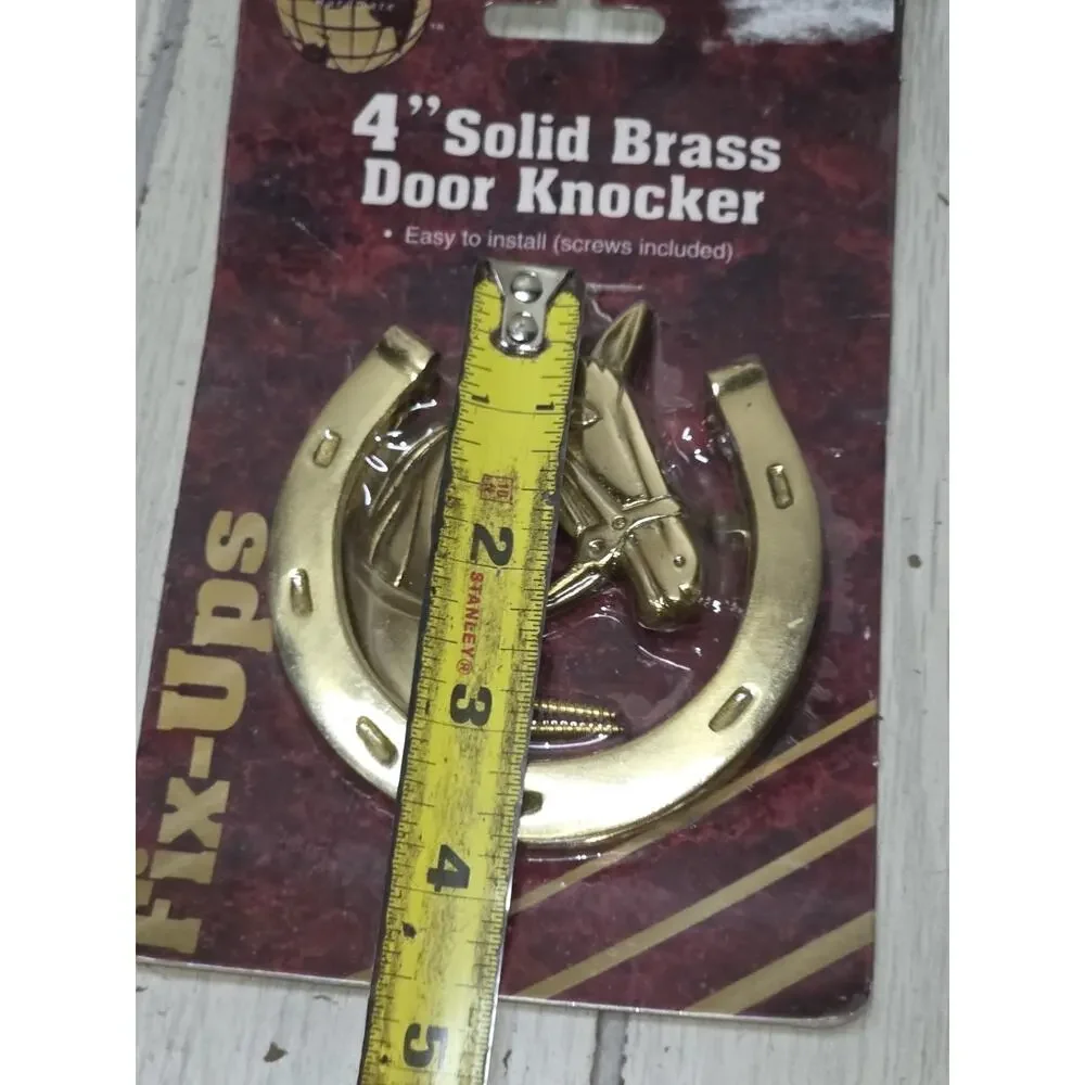 Vtg Solid Brass Horse Head Horseshoes Door Knocker Universal Craft Equestrian
